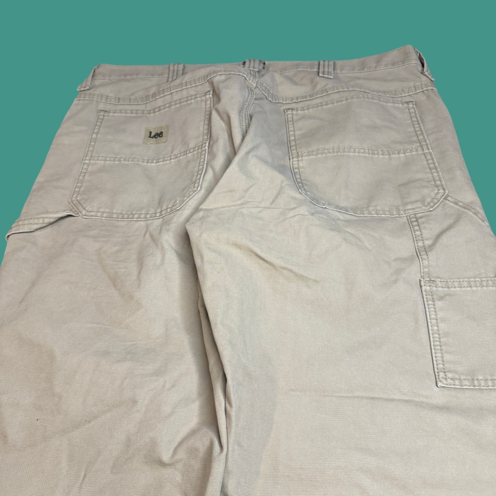 Lee Carpenter Pants Mens 38x32 Khaki Workwear Loose Fit Beige Straight Leg